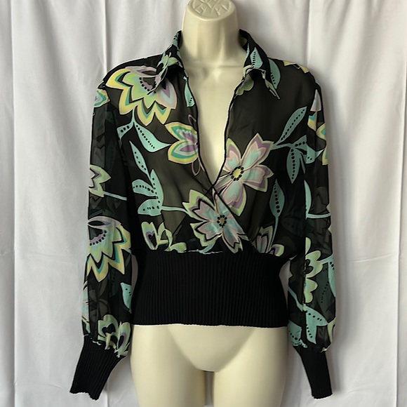 bebe Tops - Bebe Sexy Sheer Floral Shirt Top **Size M** 🔥🔥
